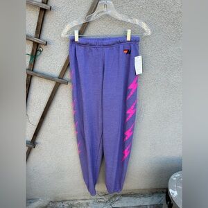AVIATOR NATION BOLT 4 SWEATPANTS in LAVENDER NEON PINK New With Tags!